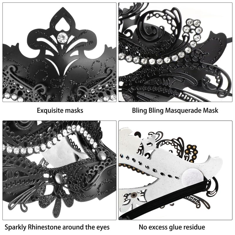 Coddsmz Couple Masquerade Mask Set Venetian Party Mardi Gras Halloween Costume Fancy Dress Mask for Women Men - Image 4